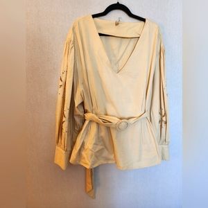 ASOS Curve puff sleeve v-neck top